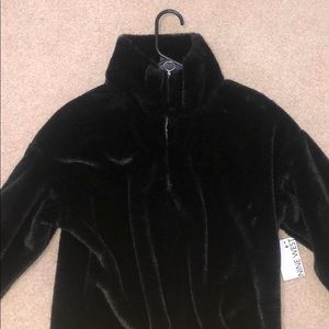 Half Zip Faux-Fur Sweater